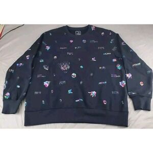 PRPS GOODS & CO Sweater Mens XXXL Black All Over Print Pullover Long Sleeve